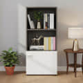 Vivid Wooden Bookshelf Cabinet with Door & Open Shelves | Engineered Wood (Wenge & White) - photo