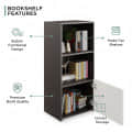 Vivid Wooden Bookshelf Cabinet with Door & Open Shelves | Engineered Wood (Wenge & White) - top_view