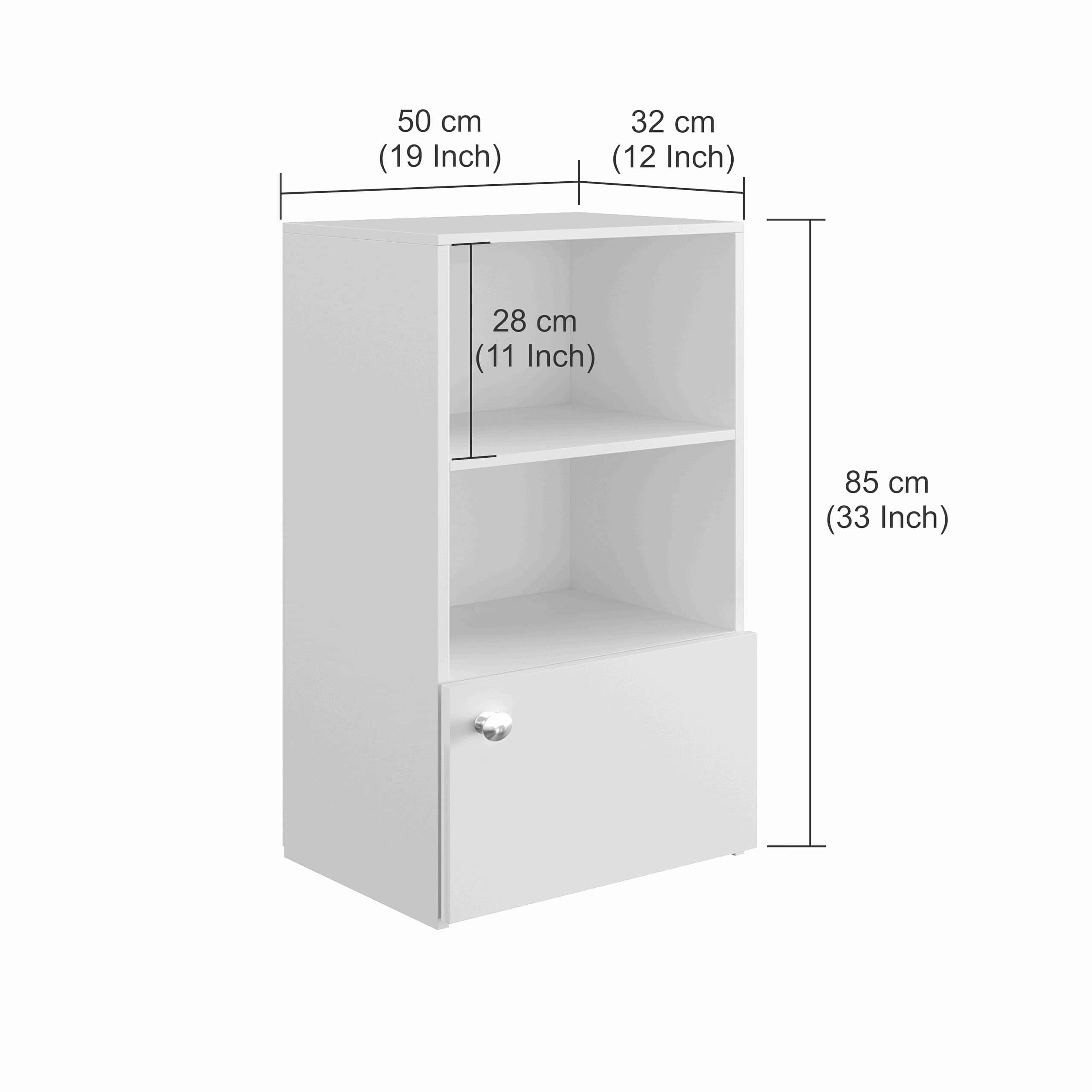 Vivid Wooden Bookshelf Cabinet with Door & Open Shelves | Engineered Wood (Wenge & White) - rear_view