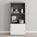 Vivid Wooden Bookshelf Cabinet with Door & Open Shelves | Engineered Wood (Wenge & White) - left_view