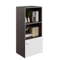 Vivid Wooden Bookshelf Cabinet with Door & Open Shelves | Engineered Wood (Wenge & White) - right_view