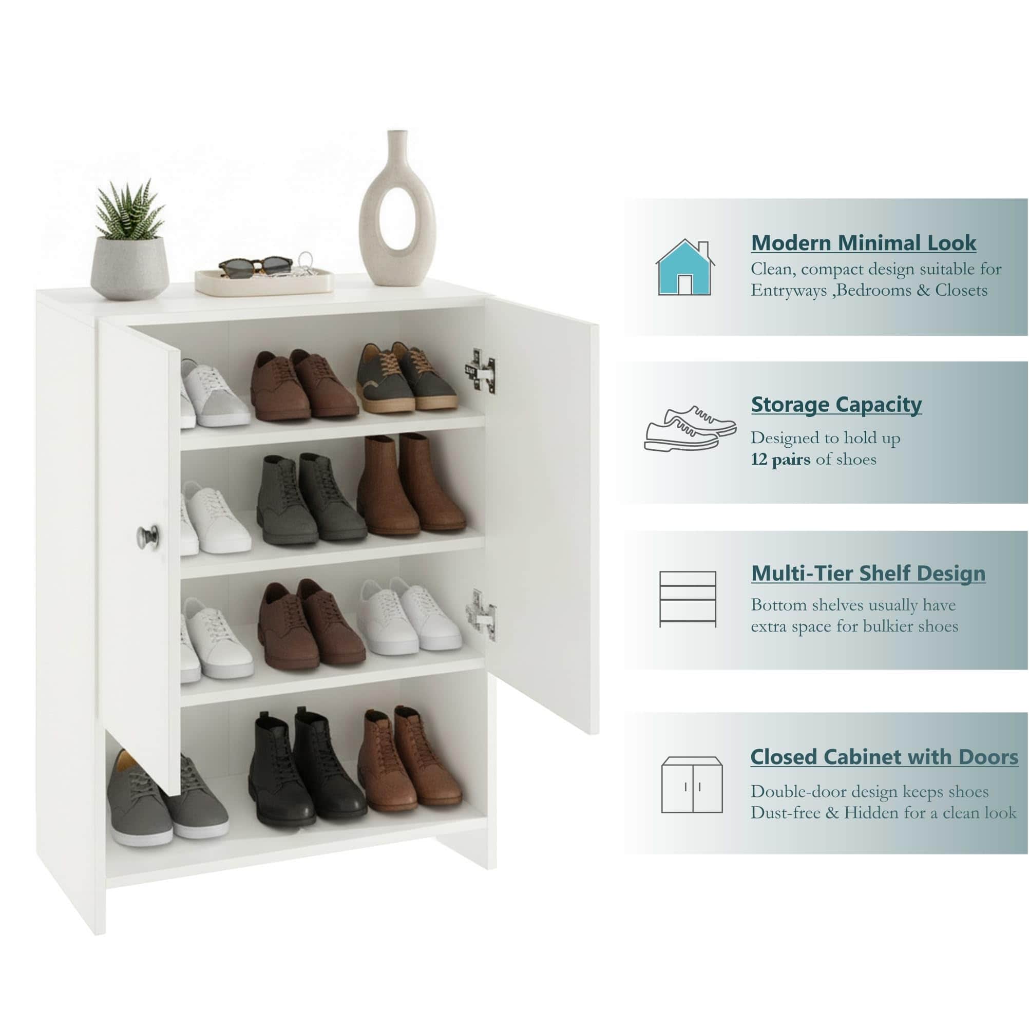 Arbor  Engineered Wood Shoe Rack (White) DIY - front_view