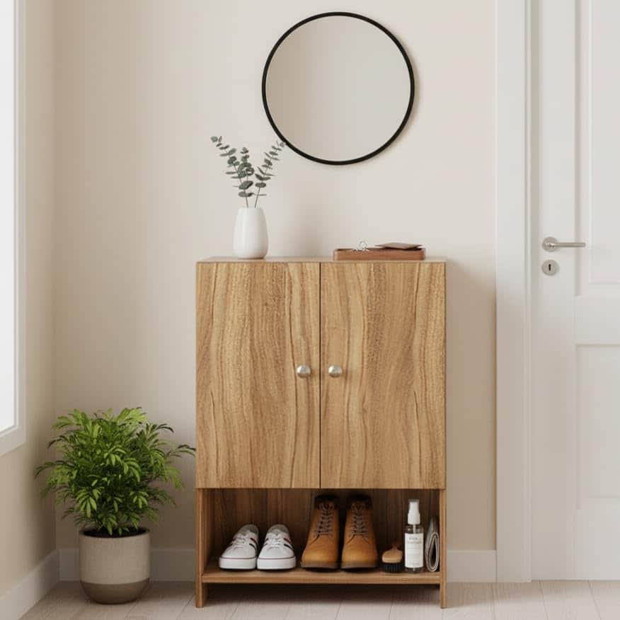 Arbor Wooden Engineered Wood Shoe Rack (Exotic Teak) - front_view