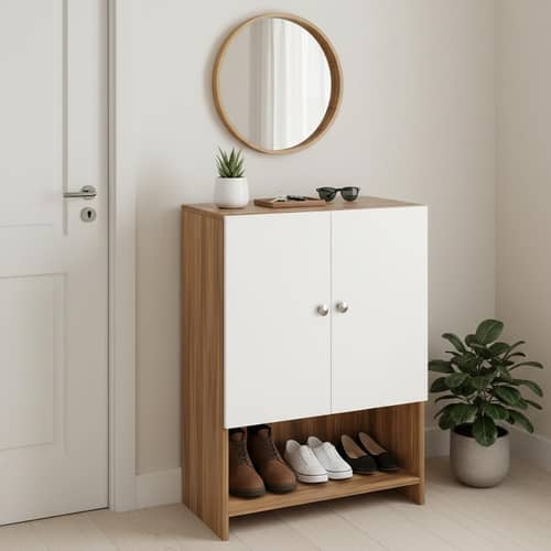Arbor Wooden Engineered Wood Shoe Rack (Exotic Teak & White)