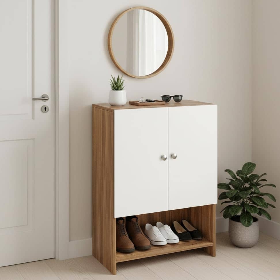 Arbor Wooden Engineered Wood Shoe Rack (Exotic Teak & White)