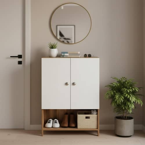 Arbor Wooden Engineered Wood Shoe Rack (Exotic Teak & White)