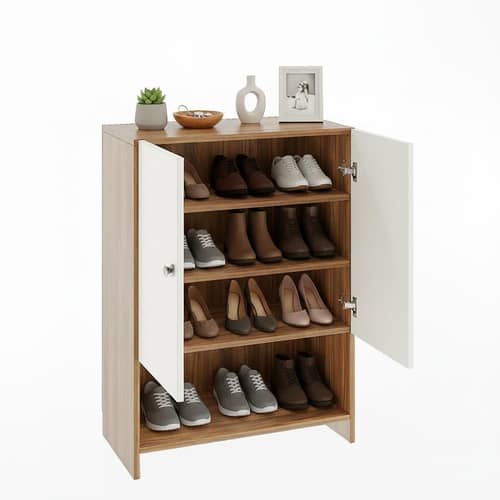 Arbor Wooden Engineered Wood Shoe Rack (Exotic Teak & White)