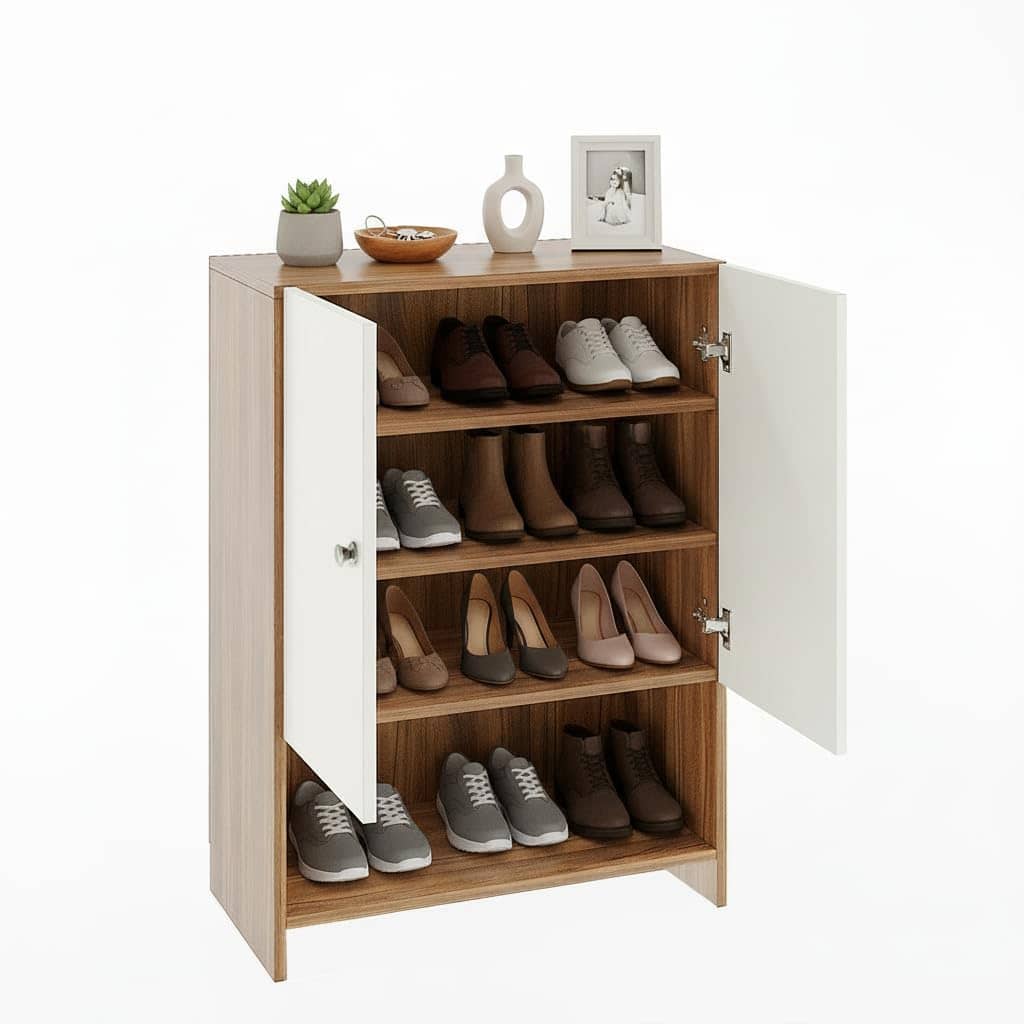 Arbor Wooden Engineered Wood Shoe Rack (Exotic Teak & White)