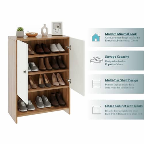 Arbor Wooden Engineered Wood Shoe Rack (Exotic Teak & White)