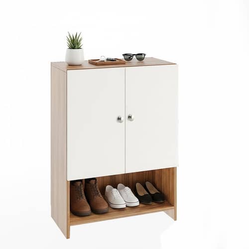 Arbor Wooden Engineered Wood Shoe Rack (Exotic Teak & White)