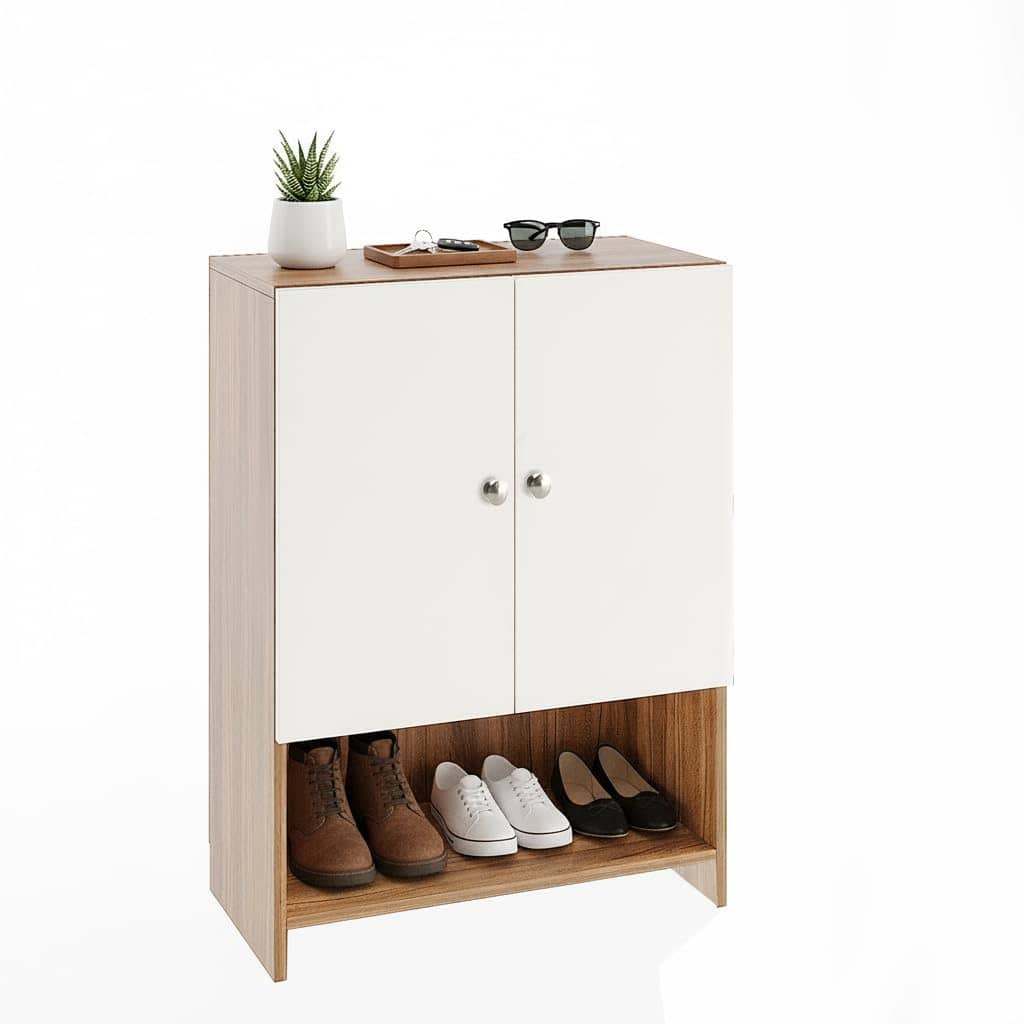 Arbor Wooden Engineered Wood Shoe Rack (Exotic Teak & White)