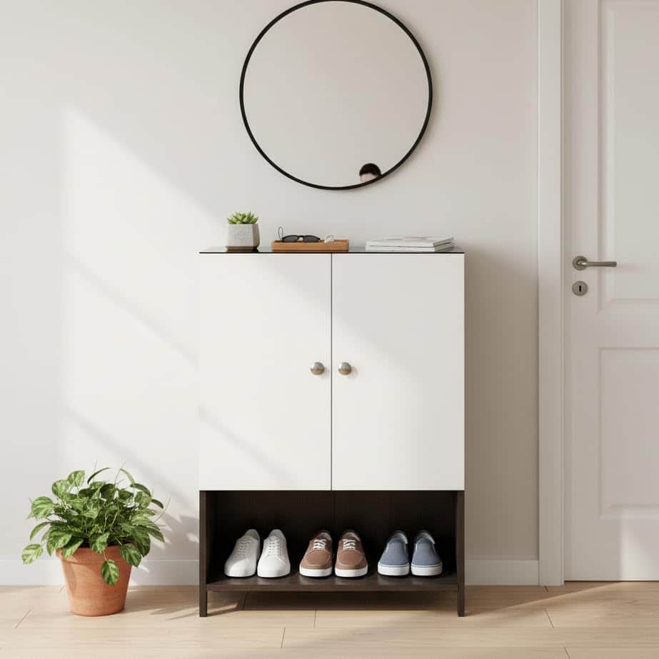 Arbor Wooden Engineered Wood Shoe Rack (Wenge & White) - front_view