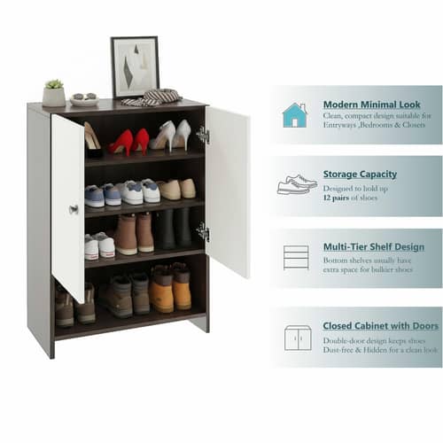 Arbor Wooden Engineered Wood Shoe Rack (Wenge & White)