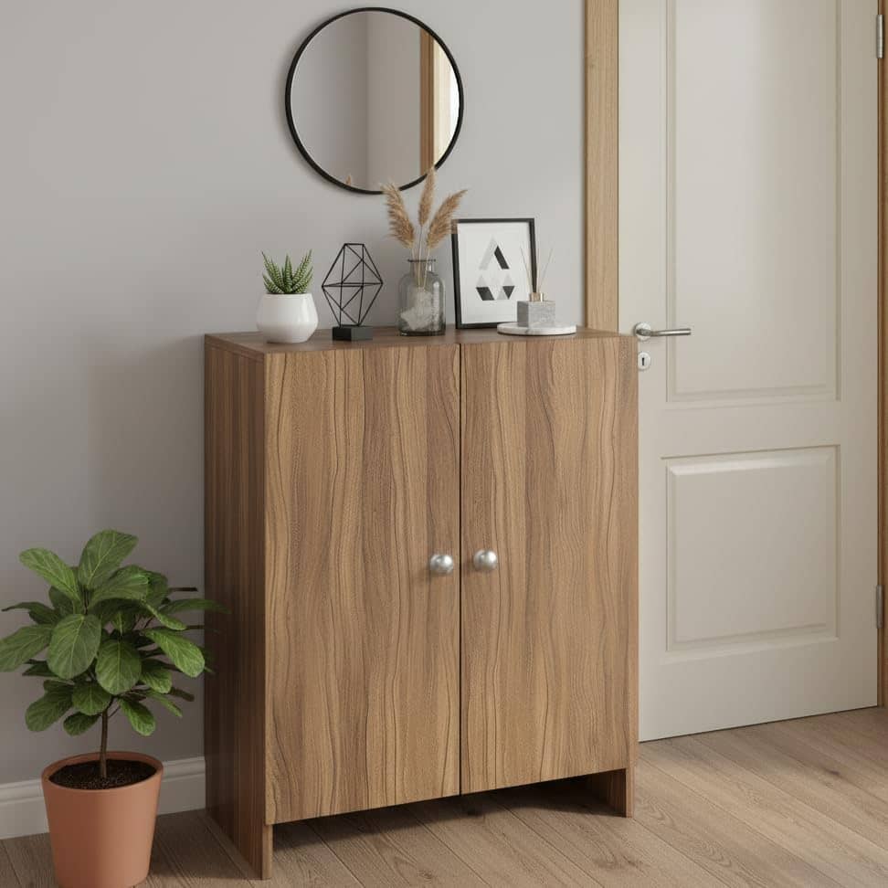 Camron Engineered Wood Shoe Storage Organizer with 4 Shelves (Teak)