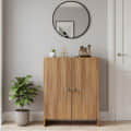 Camron Engineered Wood Shoe Storage Organizer with 4 Shelves (Teak) - front_view