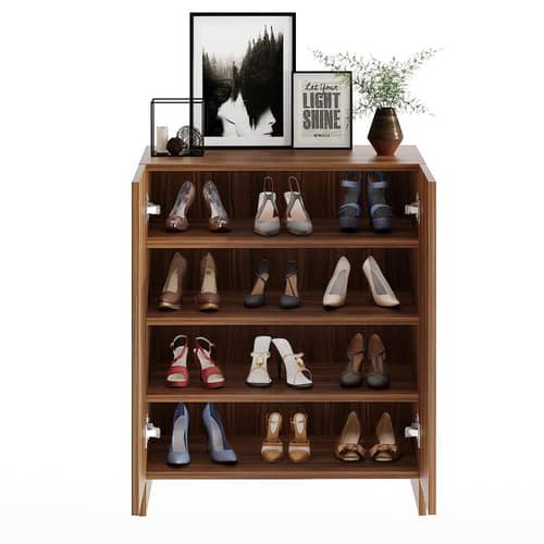 Camron Engineered Wood Shoe Storage Organizer with 4 Shelves (Teak)