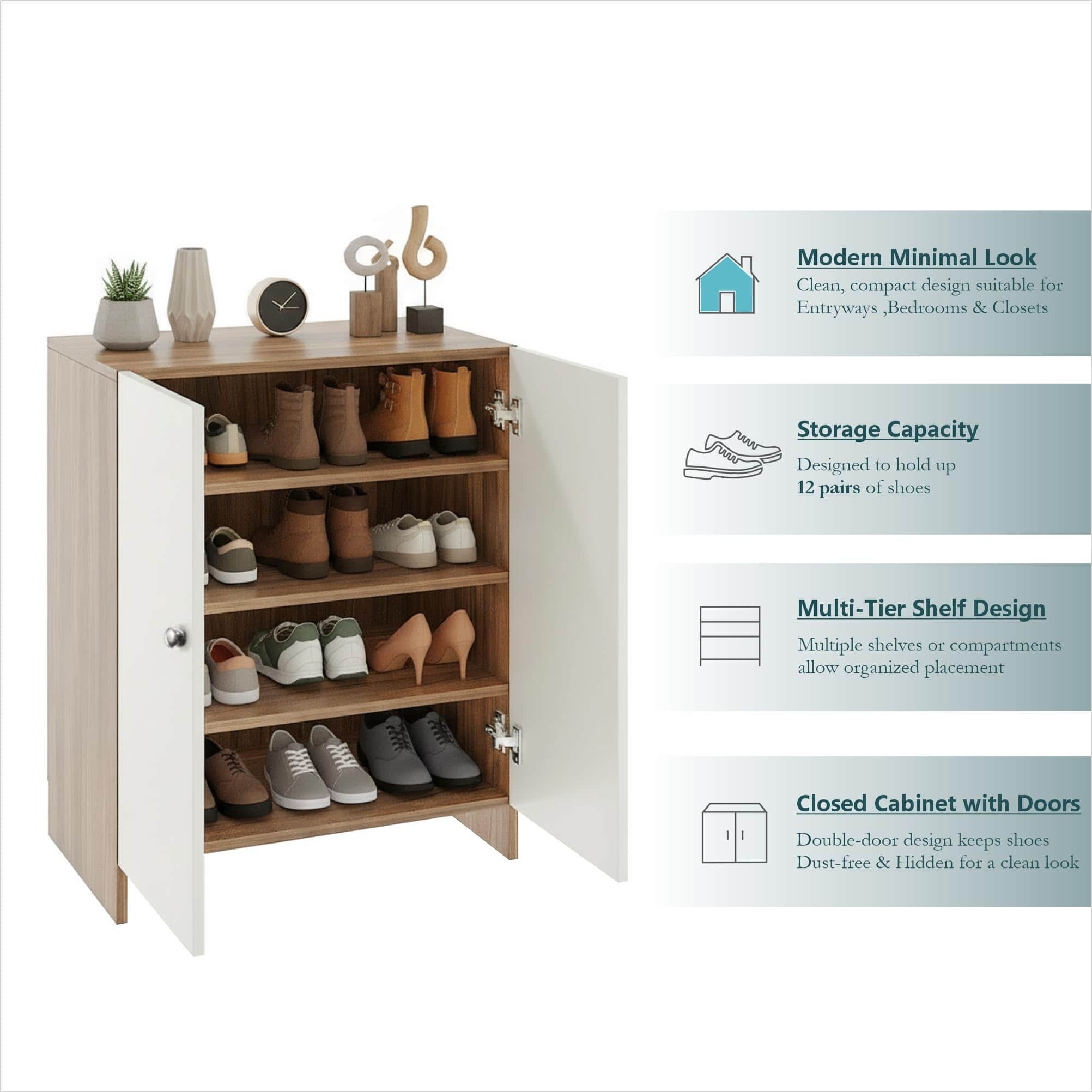 Camron Engineered Wood Shoe Storage Organizer with 4 Shelves (White) - top_view