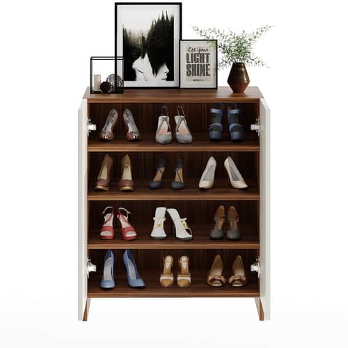 Camron Engineered Wood Shoe Storage Organizer with 4 Shelves (White)