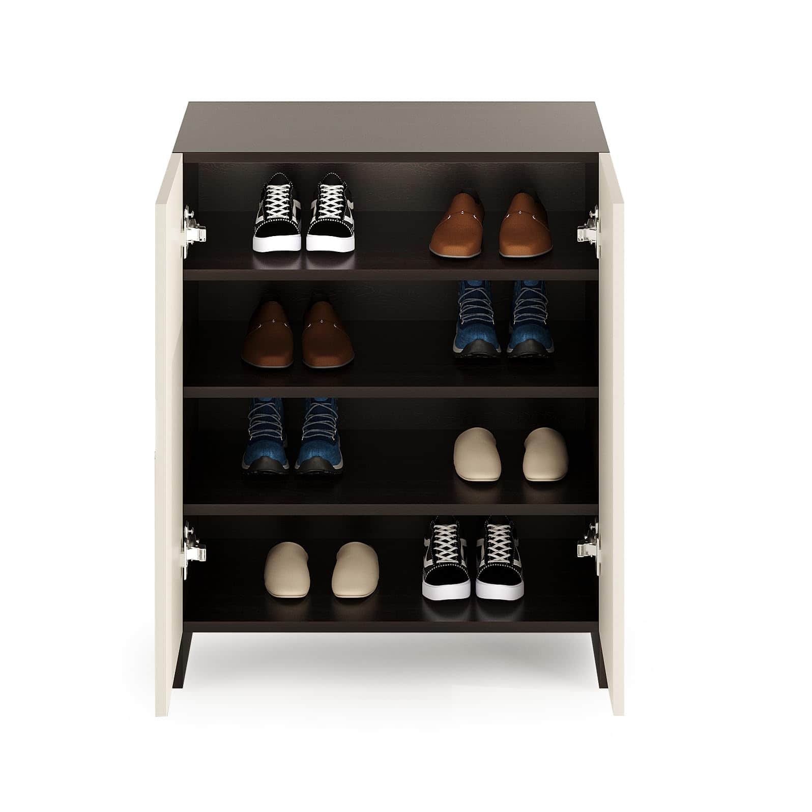 Camron Engineered Wood 2 Doors Shoe Rack Cabinet | Stores Up to 12 Pairs (Wenge) - left_view