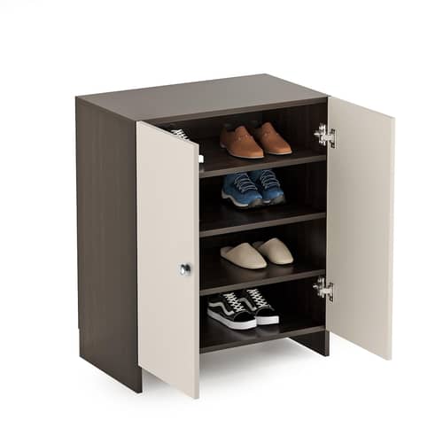 Camron Engineered Wood 2 Doors Shoe Rack Cabinet | Stores Up to 12 Pairs (Wenge)