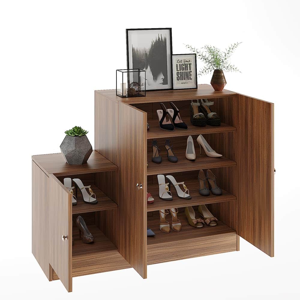 Embliss Wooden Shoe Rack with 6 Shelves, Store Up to 16 Pairs (Exotic Teak) - left_view