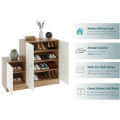 Embliss Wooden Shoe Rack Cabinet with 6 Shelves | Stores Up to 16 Pairs | Space Saving Rack (Exotic Teak & White) - top_view