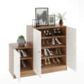 Embliss Wooden Shoe Rack Cabinet with 6 Shelves | Stores Up to 16 Pairs | Space Saving Rack (Exotic Teak & White) - left_view