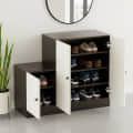 Embliss Wooden Shoe Rack with 6 Shelves, Store Up to 16 Pairs (Wenge & White) - left_view