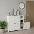 Fusia Modern Shoe Rack Cabinet with Doors & Shelves (White) - front_view
