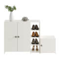 Fusia Modern Shoe Rack Cabinet with Doors & Shelves (White) - left_view