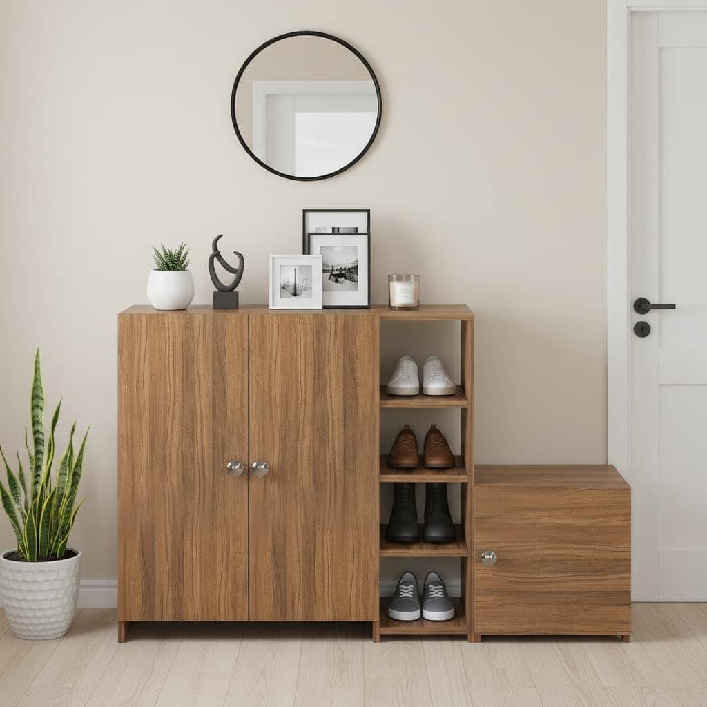 Fusia Shoe Rack Cabinet Wooden with Doors (Exotic Teak)