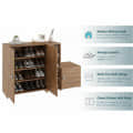 Fusia Shoe Rack Cabinet Wooden with Doors (Exotic Teak) - top_view
