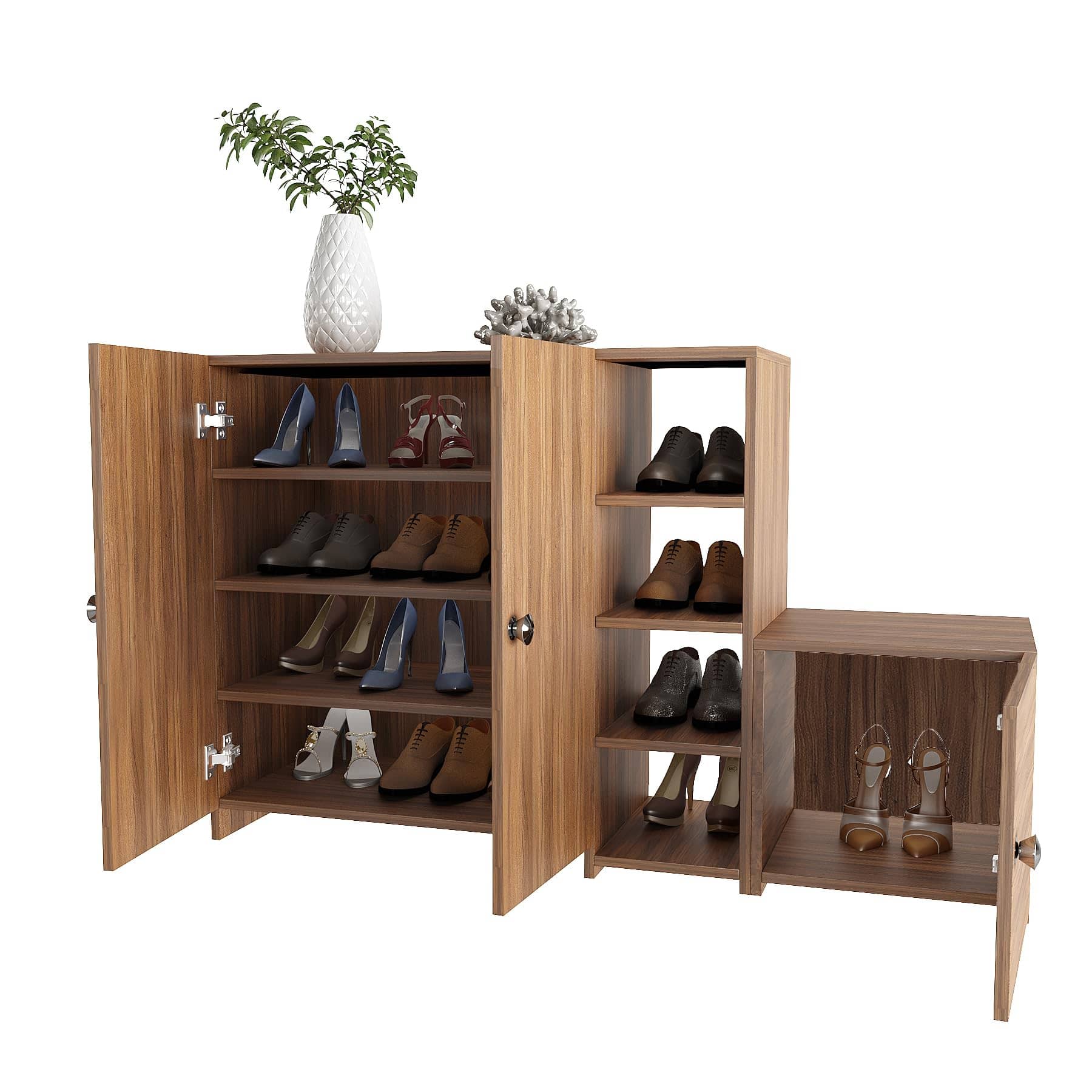 Fusia Shoe Rack Cabinet Wooden with Doors (Exotic Teak)