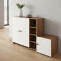 Fusia Wooden Shoe Rack Organizer with Doors (Exotic Teak & White) - left_view