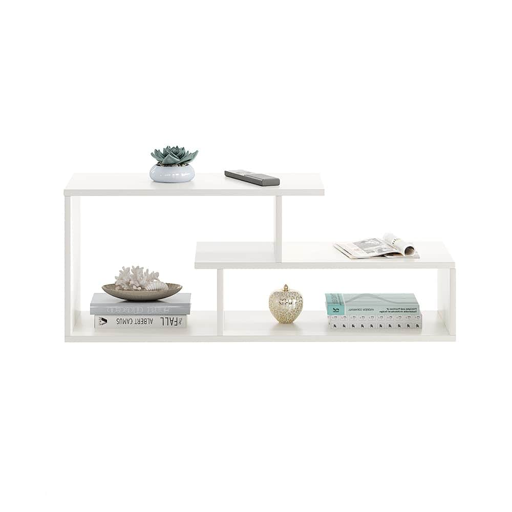 Acura Modern Engineered Wood Center Table with Open Storage Shelves (White) - left_view