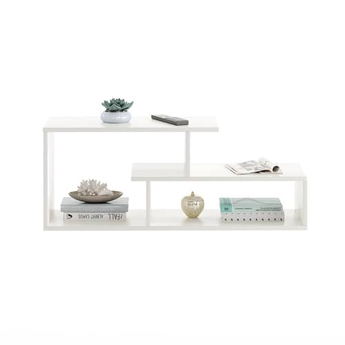 Acura Modern Engineered Wood Center Table with Open Storage Shelves (White)