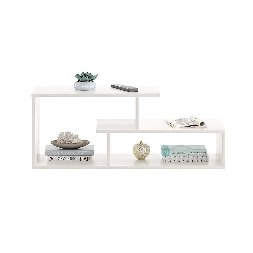 Acura Modern Engineered Wood Center Table with Open Storage Shelves (White)