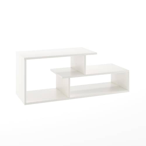 Acura Modern Engineered Wood Center Table with Open Storage Shelves (White)