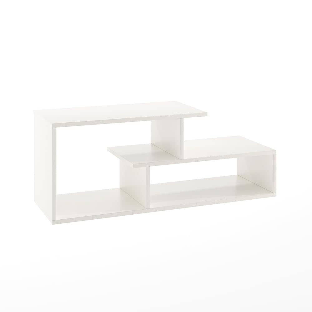 Acura Modern Engineered Wood Center Table with Open Storage Shelves (White)
