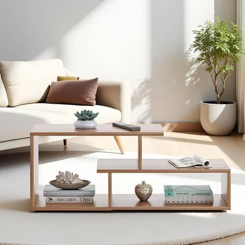 Acura Modern Engineered Wood Center Table with Open Storage Shelves (Exotic Teak)