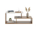 Acura Modern Engineered Wood Center Table with Open Storage Shelves (Exotic Teak & White) - top_view