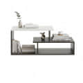 Acura Modern Engineered Wood Center Table with Open Storage Shelves (Wenge & White) - top_view