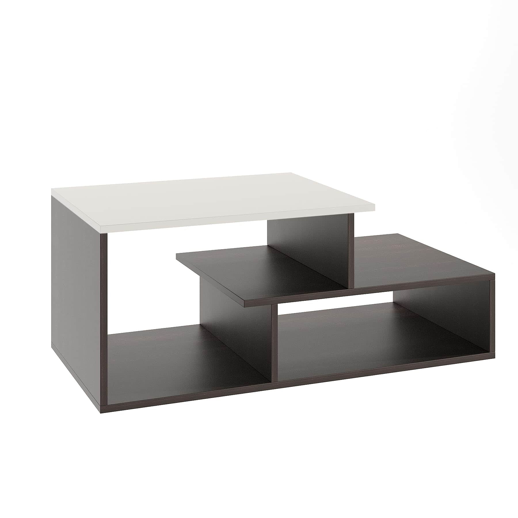 Acura Modern Engineered Wood Center Table with Open Storage Shelves (Wenge & White) - right_view