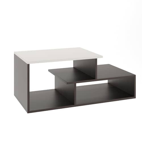 Acura Modern Engineered Wood Center Table with Open Storage Shelves (Wenge & White)