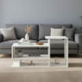 Afaria Modern Engineered Wood Center Table with Storage Shelves (White) - front_view