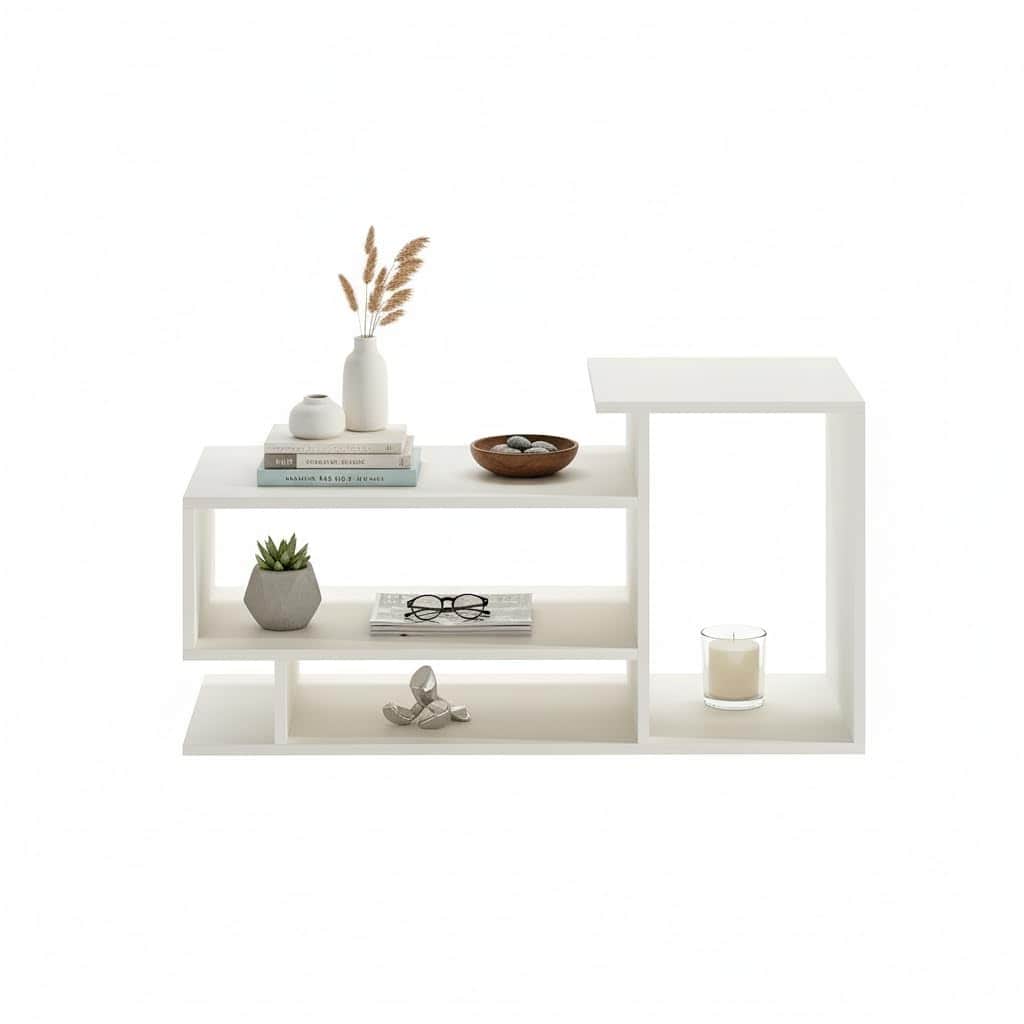 Afaria Modern Engineered Wood Center Table with Storage Shelves (White) - top_view