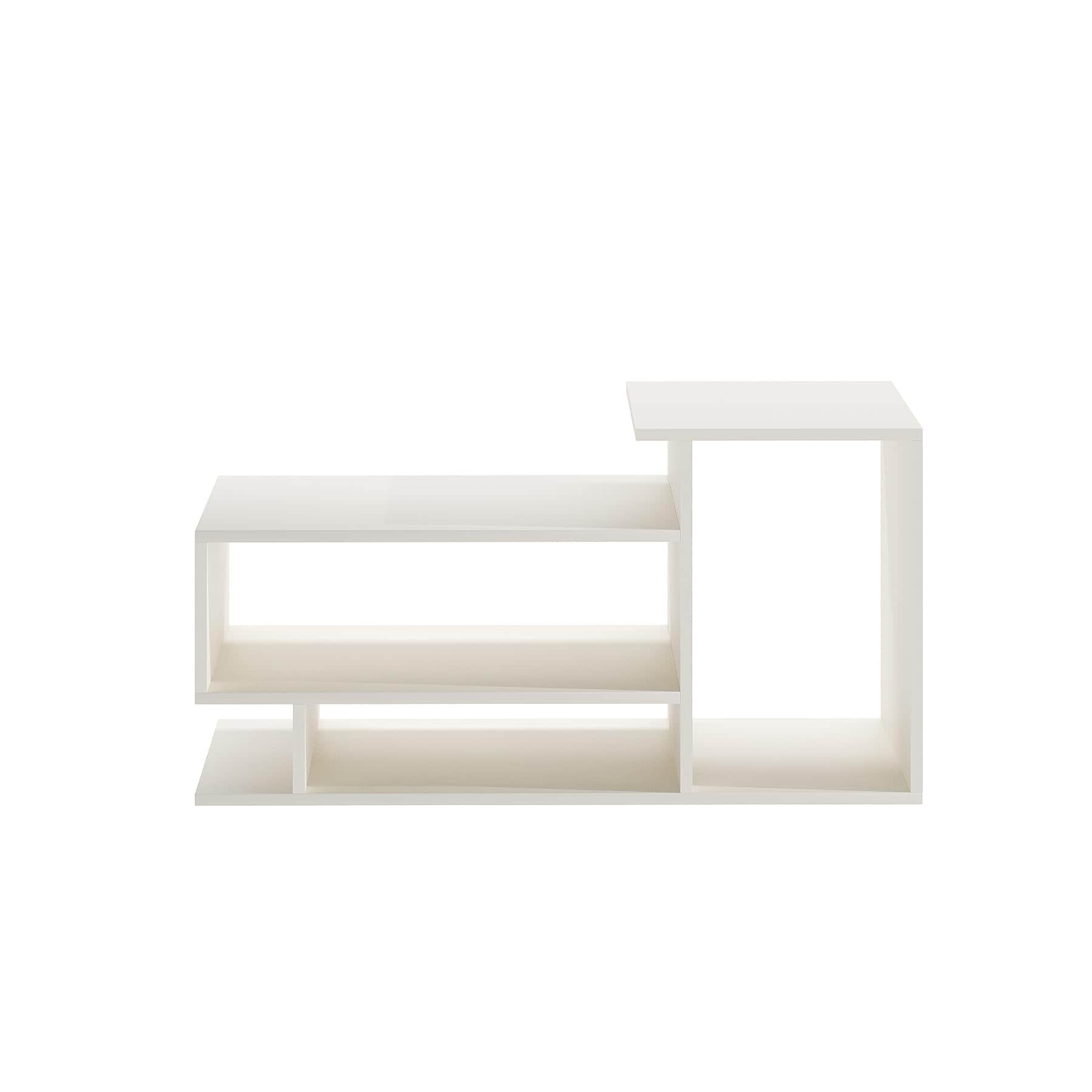 Afaria Modern Engineered Wood Center Table with Storage Shelves (White) - right_view