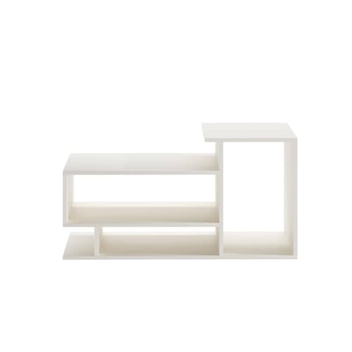 Afaria Modern Engineered Wood Center Table with Storage Shelves (White)