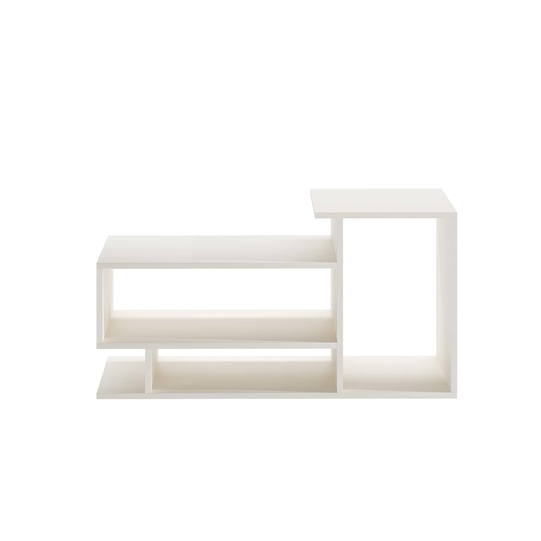 Afaria Modern Engineered Wood Center Table with Storage Shelves (White)