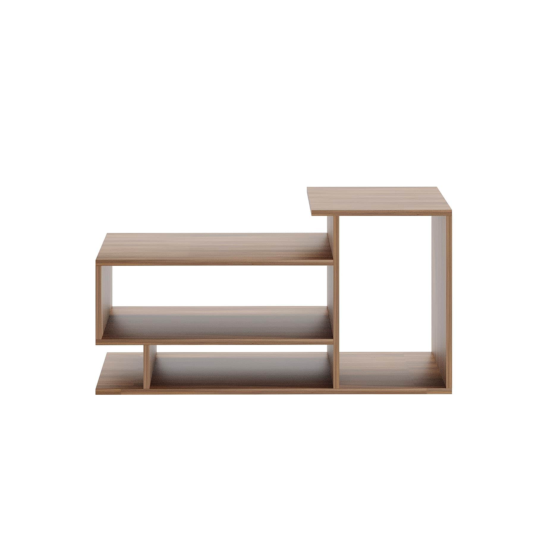 Afaria Modern Engineered Wood Center Table with Storage Shelves (Exotic Teak) - top_view